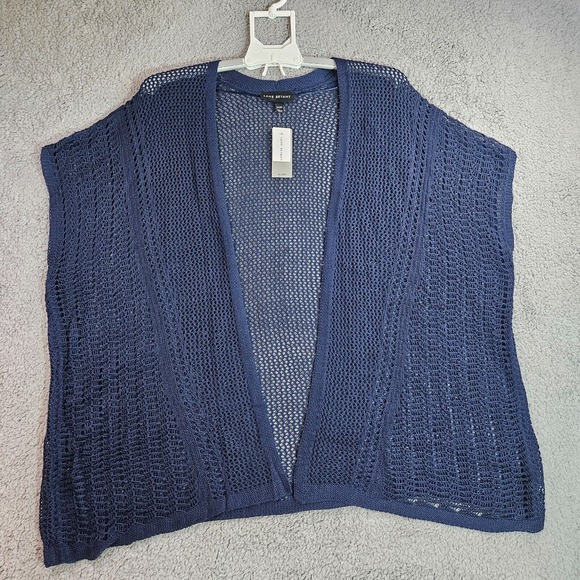 NWT Lane Bryant Open Cardigan Womens 14 /20 Knit Crochet Poncho Style Blue - New - Picture 1 of 13